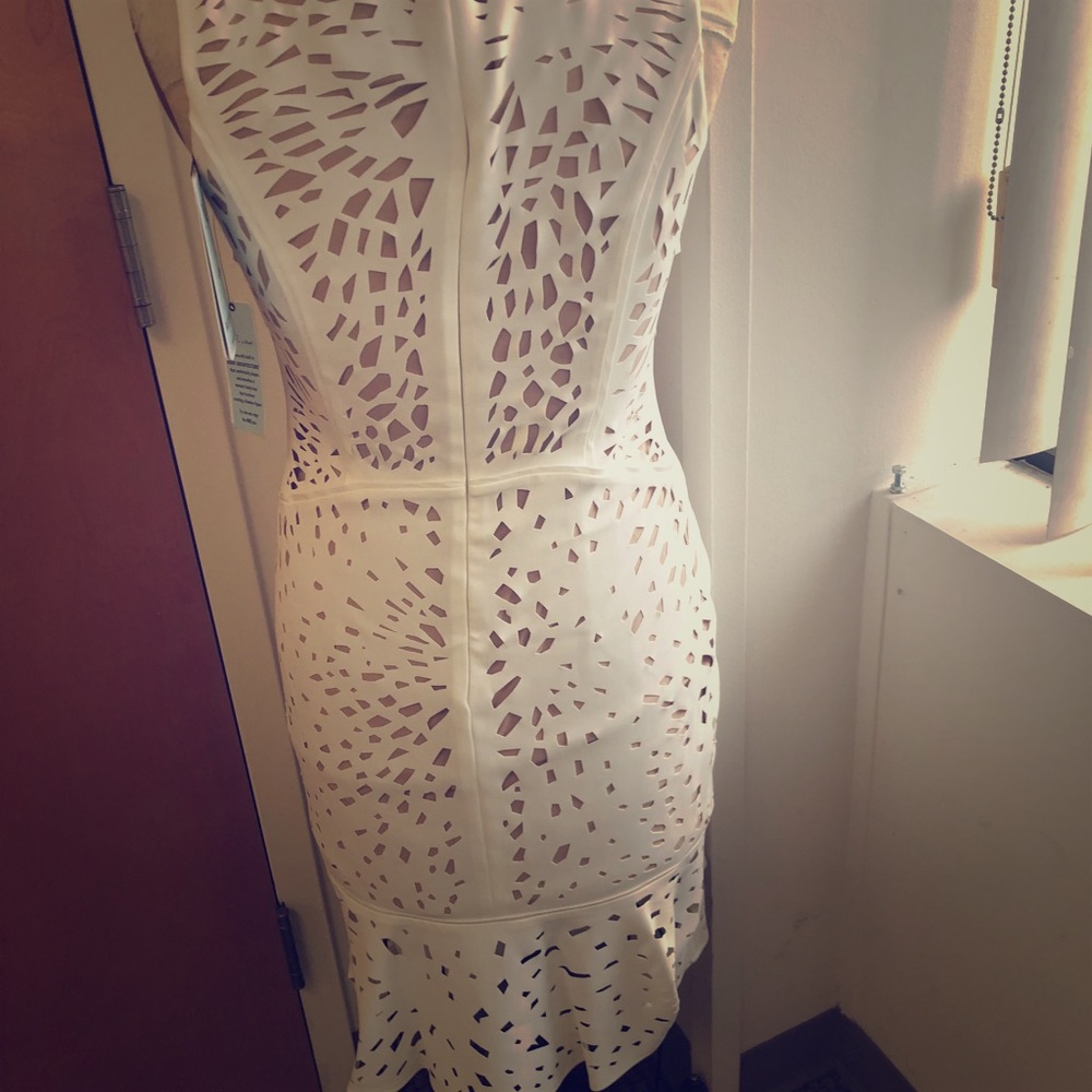 White and nude mermaid dress